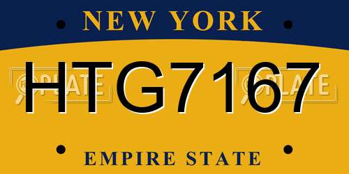 HTG7167 New York License Plate
