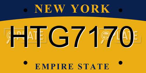HTG7170 New York License Plate