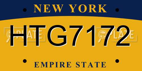 HTG7172 New York License Plate