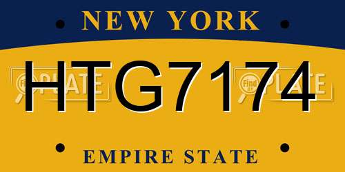 HTG7174 New York License Plate
