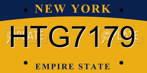 HTG7179 New York License Plate