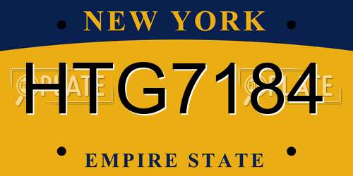 HTG7184 New York License Plate