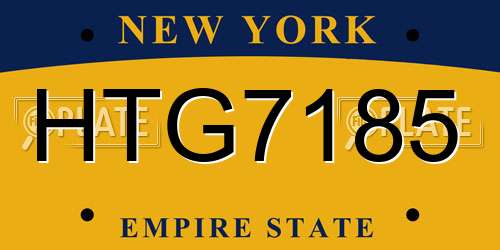 HTG7185 New York License Plate