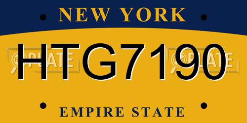 HTG7190 New York License Plate
