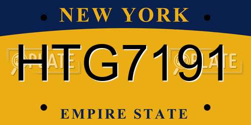 HTG7191 New York License Plate