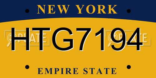 HTG7194 New York License Plate