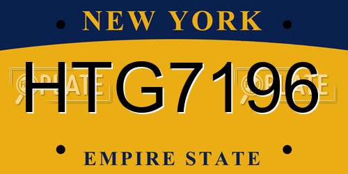 HTG7196 New York License Plate