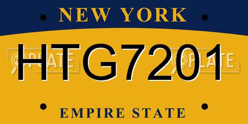 HTG7201 New York License Plate
