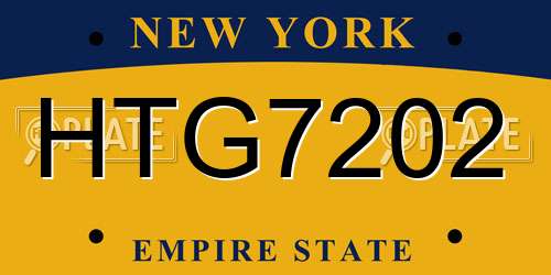 HTG7202 New York License Plate