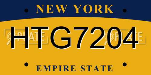 HTG7204 New York License Plate