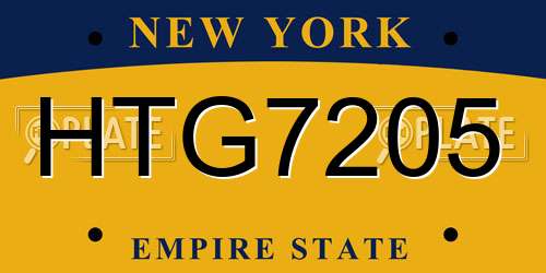 HTG7205 New York License Plate