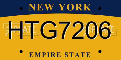 HTG7206 New York License Plate