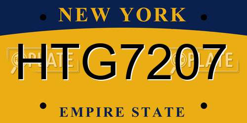 HTG7207 New York License Plate