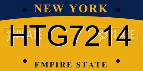 HTG7214 New York License Plate