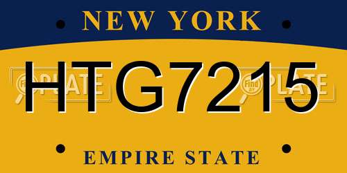 HTG7215 New York License Plate