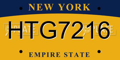 HTG7216 New York License Plate
