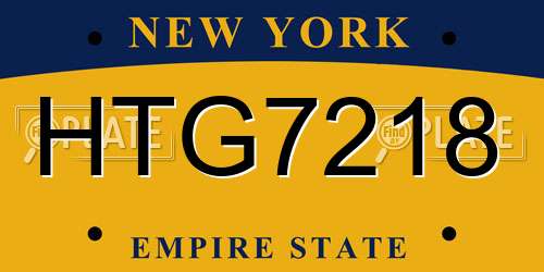 HTG7218 New York License Plate
