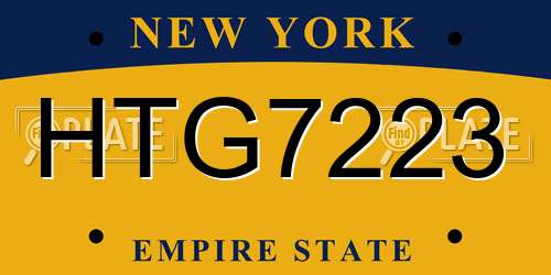 HTG7223 New York License Plate