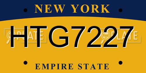 HTG7227 New York License Plate