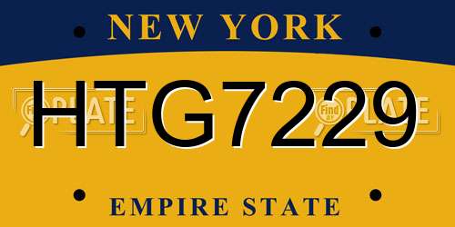 HTG7229 New York License Plate