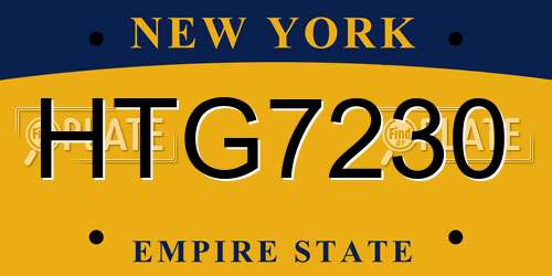 HTG7230 New York License Plate