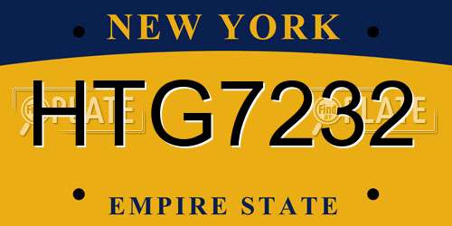 HTG7232 New York License Plate