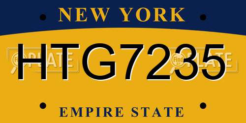 HTG7235 New York License Plate
