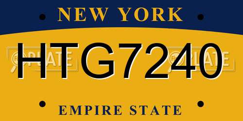 HTG7240 New York License Plate