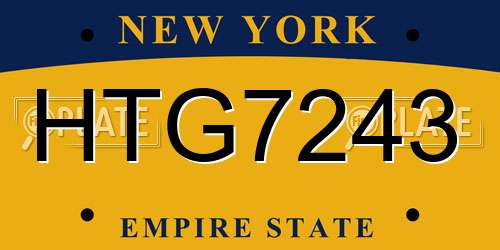 HTG7243 New York License Plate