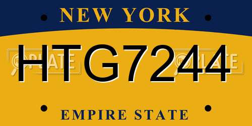 HTG7244 New York License Plate