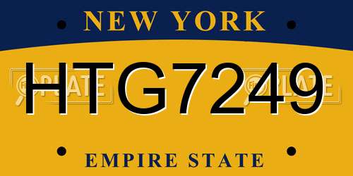 HTG7249 New York License Plate