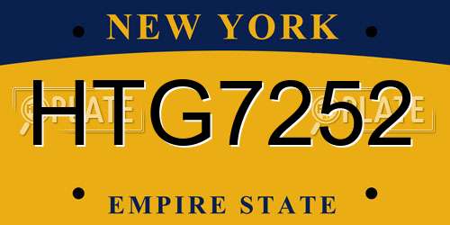 HTG7252 New York License Plate