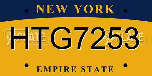 HTG7253 New York License Plate