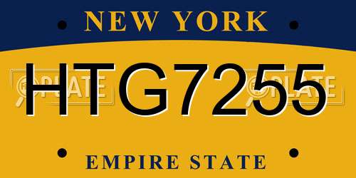 HTG7255 New York License Plate