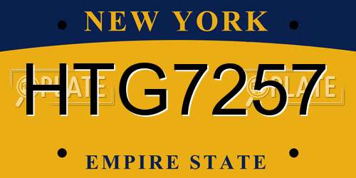 HTG7257 New York License Plate