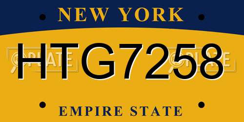 HTG7258 New York License Plate