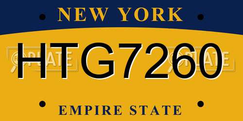 HTG7260 New York License Plate