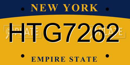HTG7262 New York License Plate
