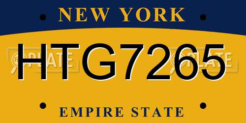 HTG7265 New York License Plate