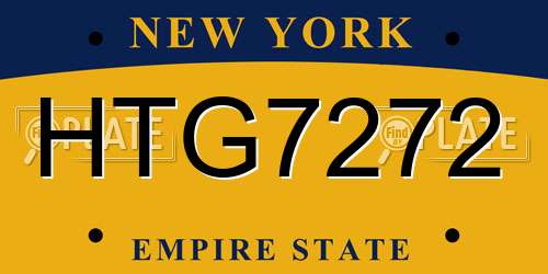 HTG7272 New York License Plate
