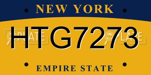 HTG7273 New York License Plate