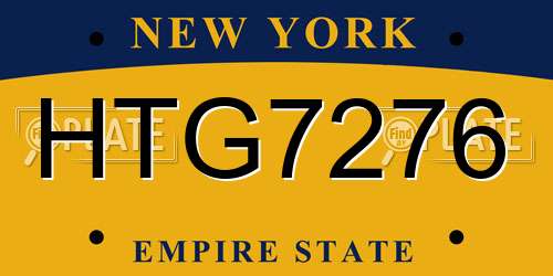 HTG7276 New York License Plate