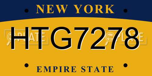 HTG7278 New York License Plate