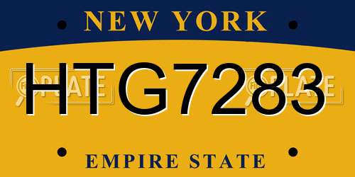 HTG7283 New York License Plate