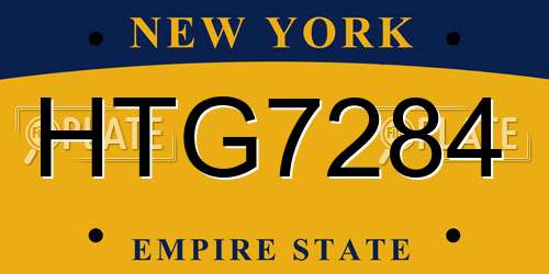 HTG7284 New York License Plate
