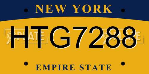 HTG7288 New York License Plate