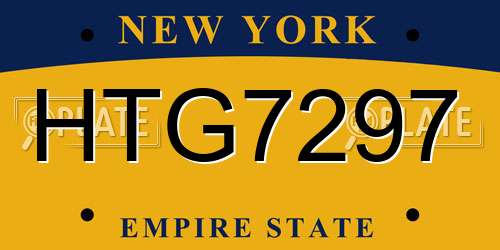 HTG7297 New York License Plate