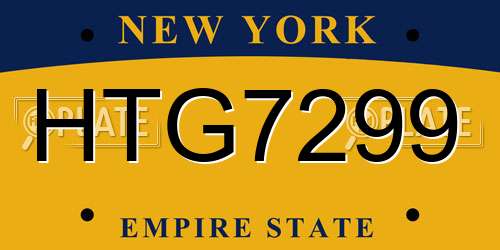 HTG7299 New York License Plate