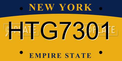 HTG7301 New York License Plate