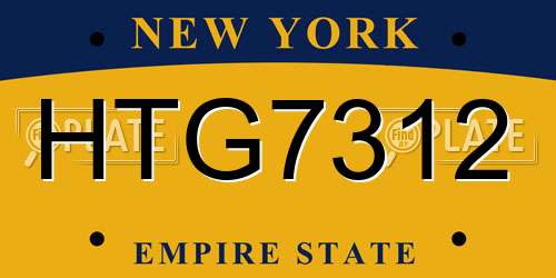 HTG7312 New York License Plate